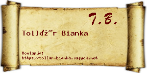 Tollár Bianka névjegykártya